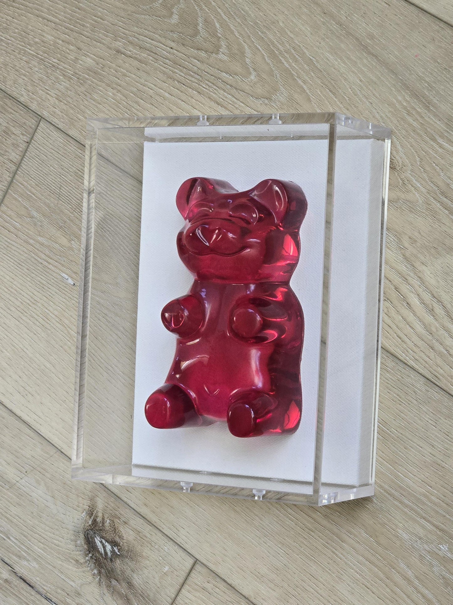 Gummy Bear Sculpture | Pop Art Kids Room Decor, 6 Inch bear-Framed Art | Shadow Box Gallery Wall Ideas