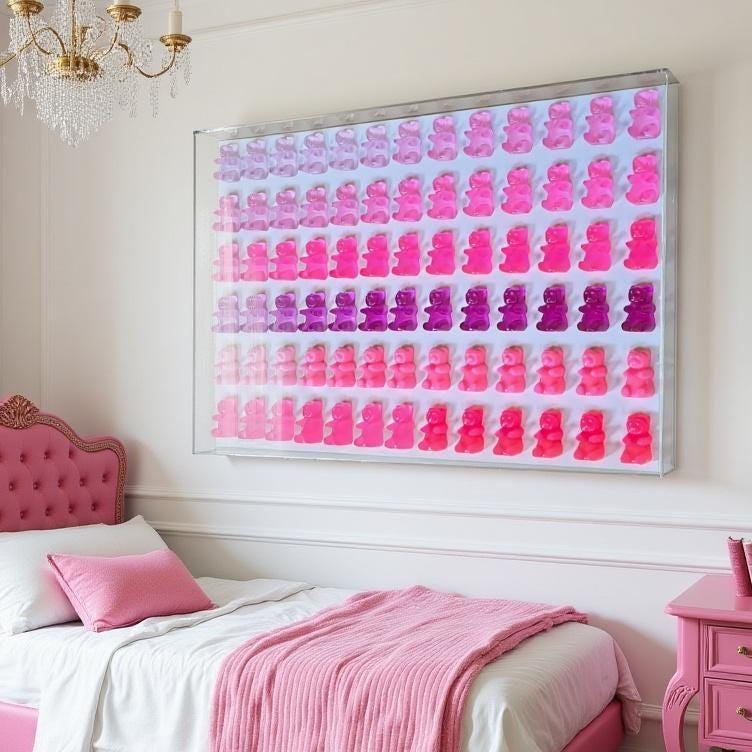 Giant Resin Gummy Bear Framed Wall Decor: 3D Pop Art Shadow Box Customize Art