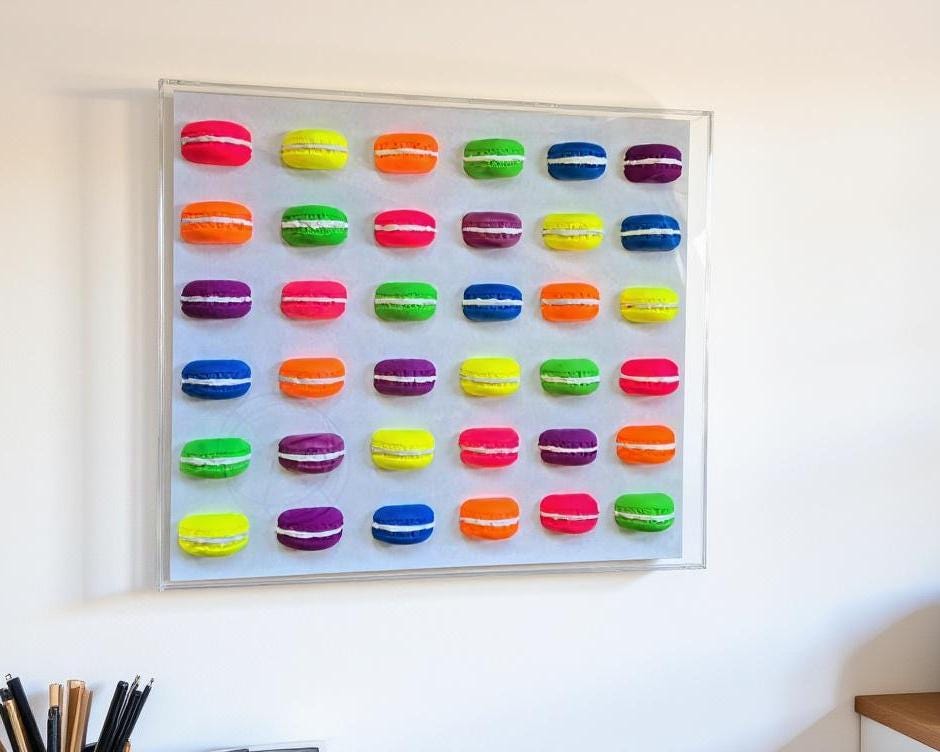 Macaroon Shadow Box Art – 3D Business Decor, Sweet Treat Themed Decor