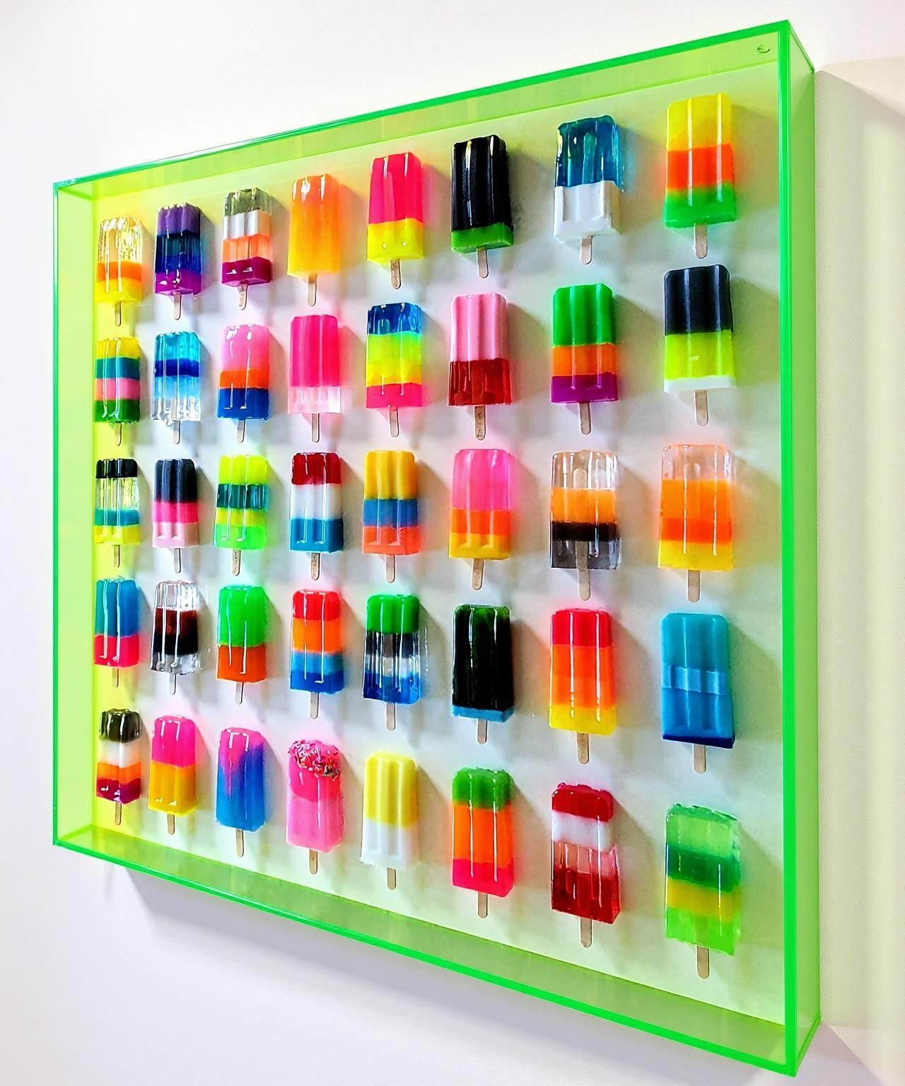 Colorful Ice Pop Sculpture, Modern Pop Art Shadow Box