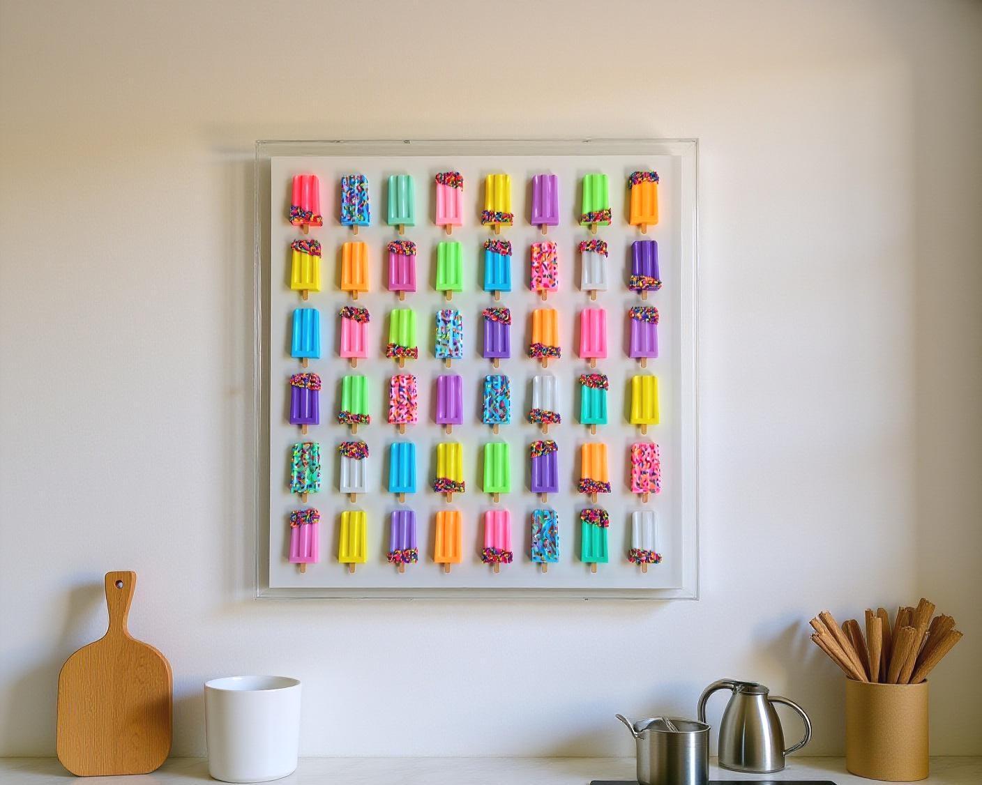 3D Ice Cream Bar Shadow Box Art | Custom Business Decor, Rainbow Sprinkles