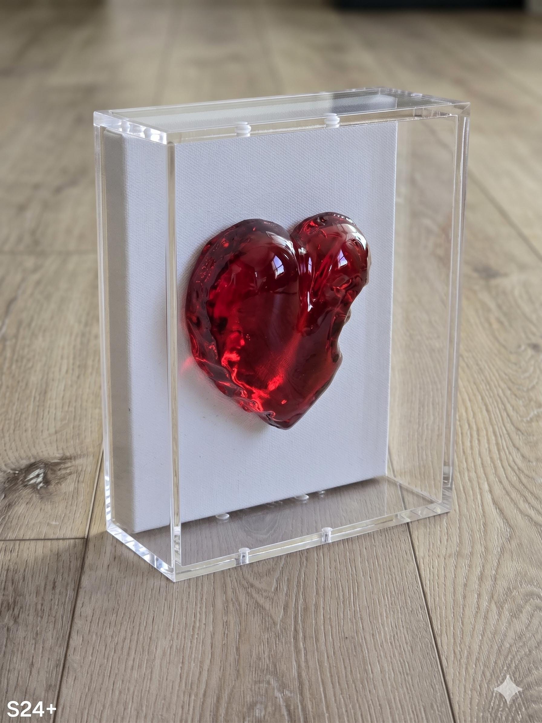 3D Heart Sculpture - Hand-Poured Resin Pop Art - Framed Acrylic Wall Hanging - Whimsical Modern Gallery Decor