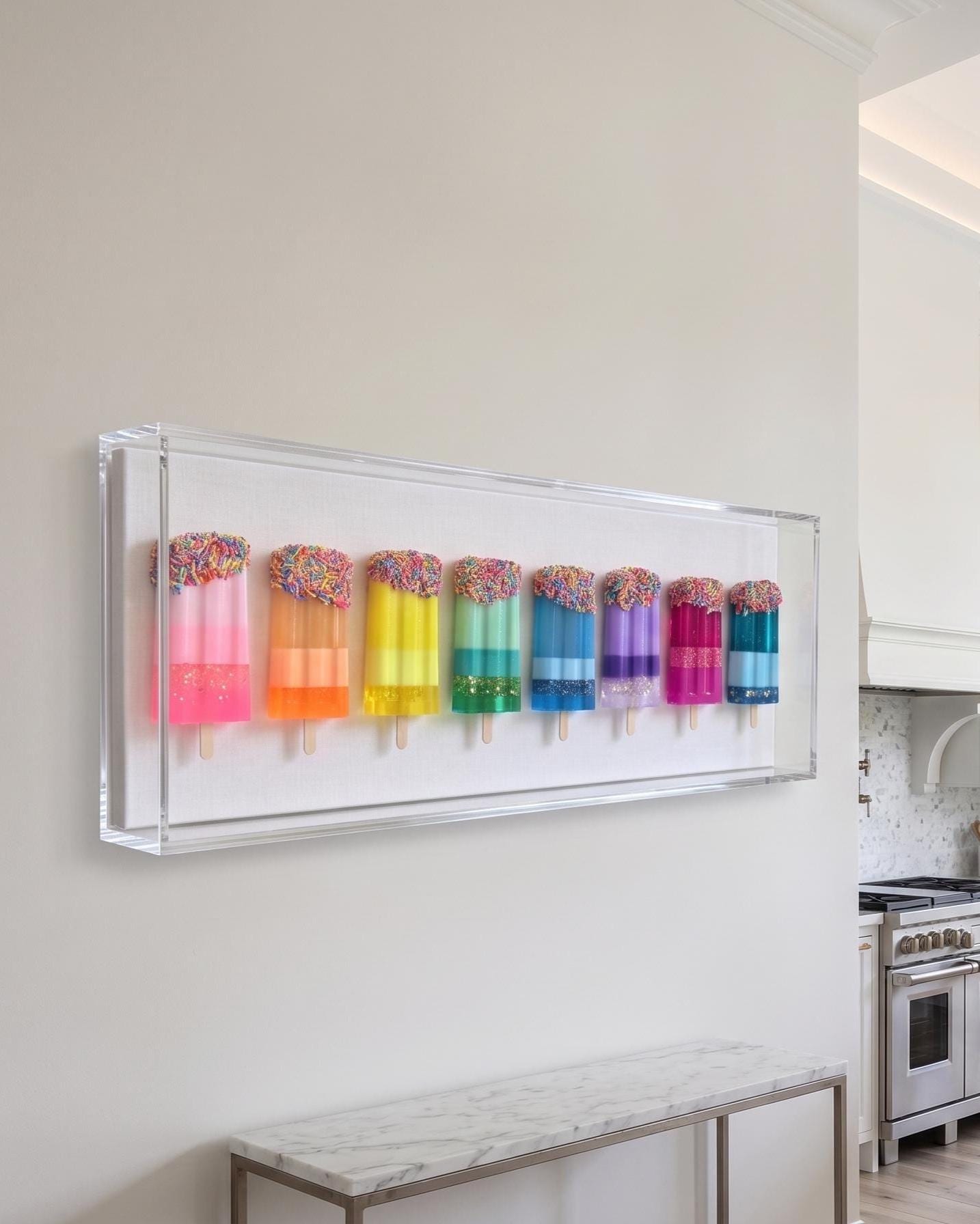 Ice Pop Wall Art: 3D Shadow Box Sculpture, Neon Colors