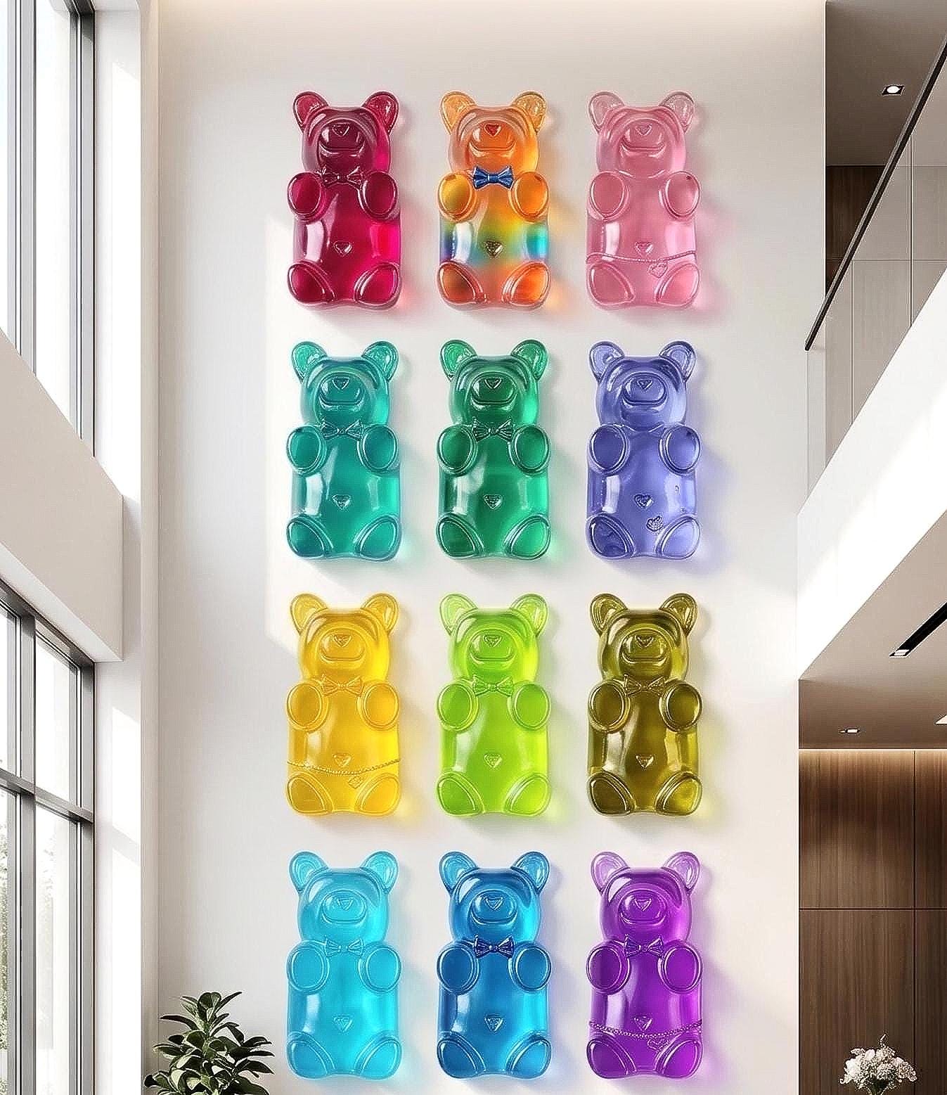 10 Inch Jumbo Gummy Bear Pop Art – Vibrant Bookshelf or Wall Decor Candy Sculpture in Shadow Box, Original Creator Cyreen Brahe