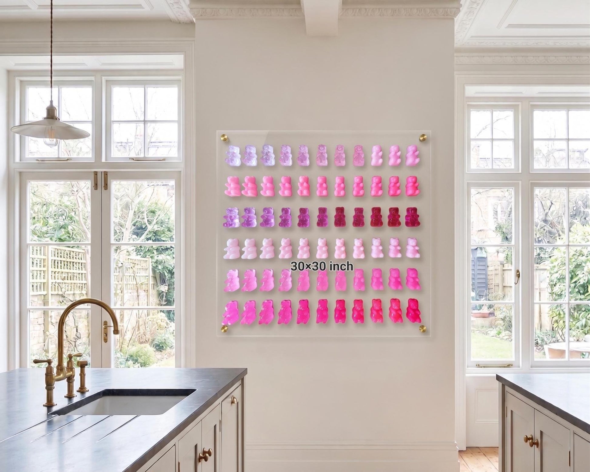 Vibrant Large Resin Bear Wall Art: Whimsical Framed Modern Wall Decor