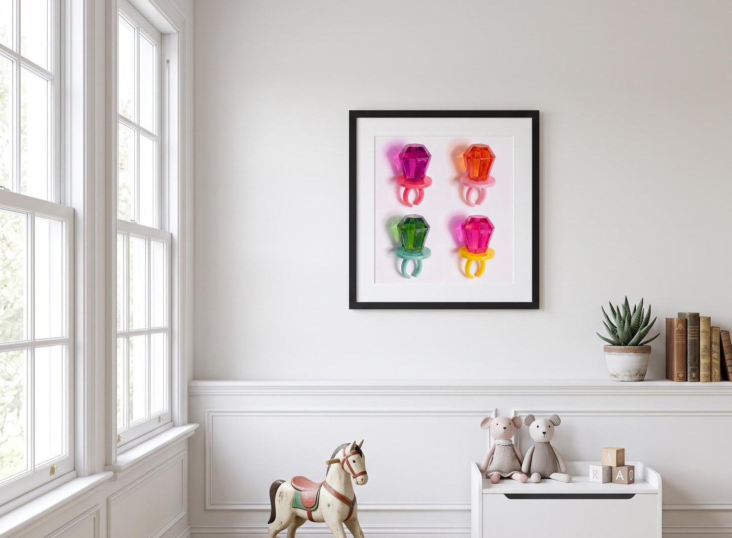 Retro Candy Jewel Print | Bright Neon Pop Art Decor | Sweet Tooth Wall Art | Unframed Square Poster
