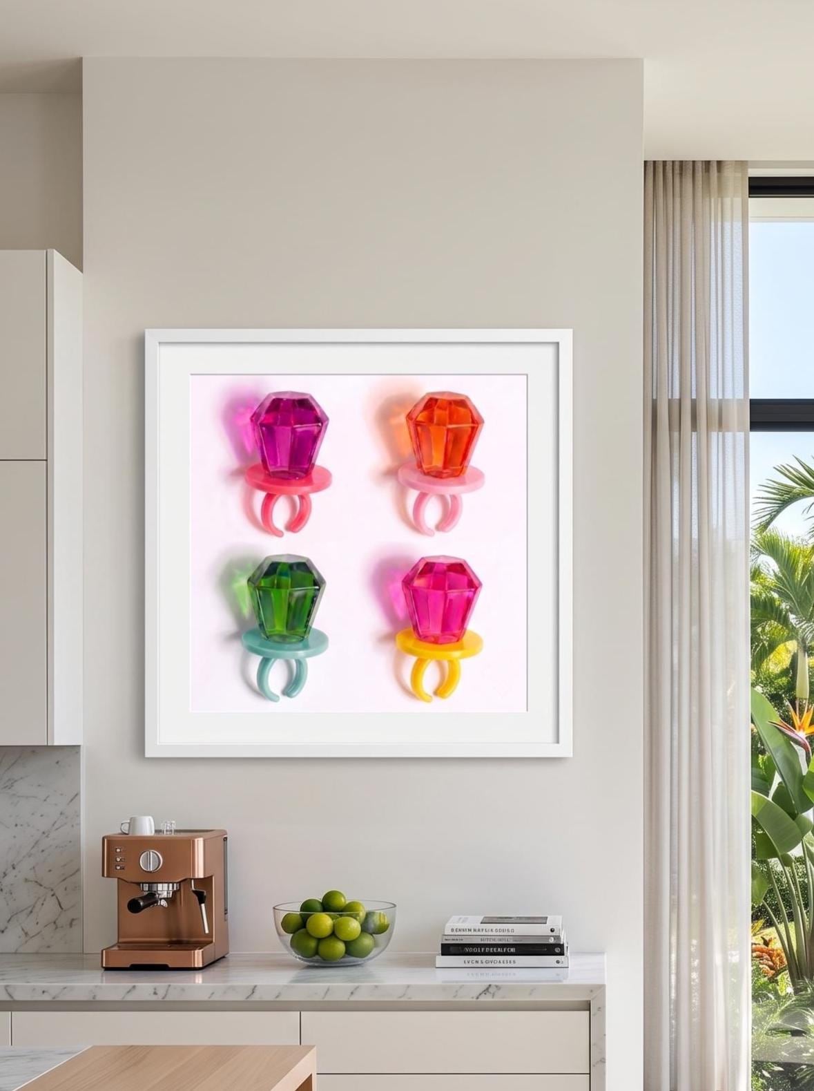 Retro Candy Jewel Print | Bright Neon Pop Art Decor | Sweet Tooth Wall Art | Unframed Square Poster