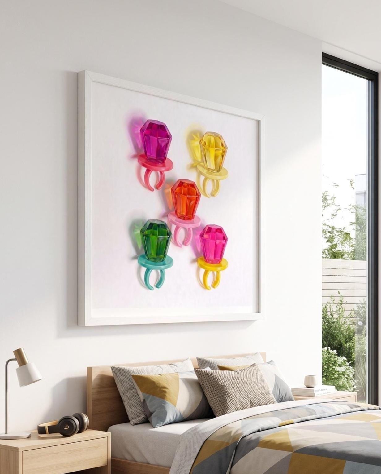 Retro Candy Jewel Print | Bright Neon Pop Art Decor | Sweet Tooth Wall Art | Unframed Square Poster