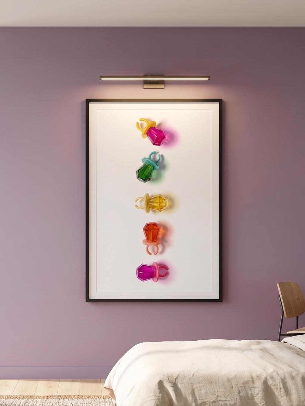 Retro Candy Ring Pop Art Print | Bright Neon Teen Girl Room Decor | Unframed Square Poster