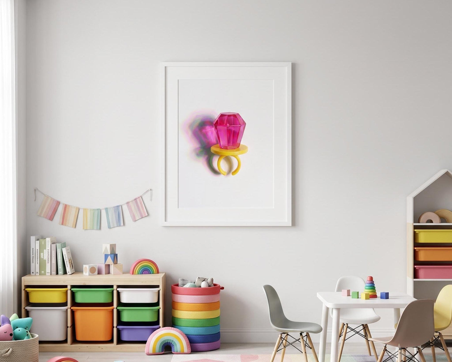 Premium Jewel-Tone Pink Candy Ring – Pop Art Fine Art Print