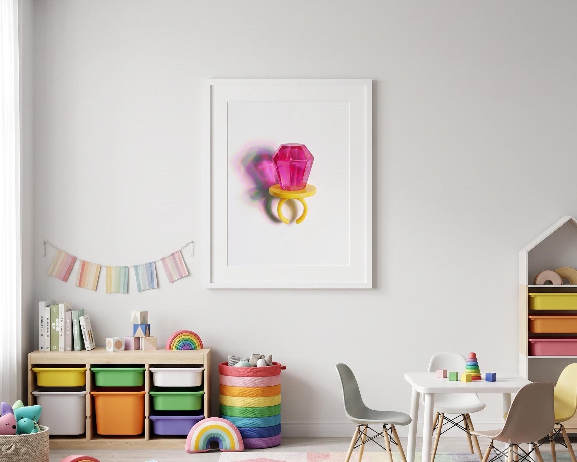 Premium Jewel-Tone Pink Candy Ring – Pop Art Fine Art Print