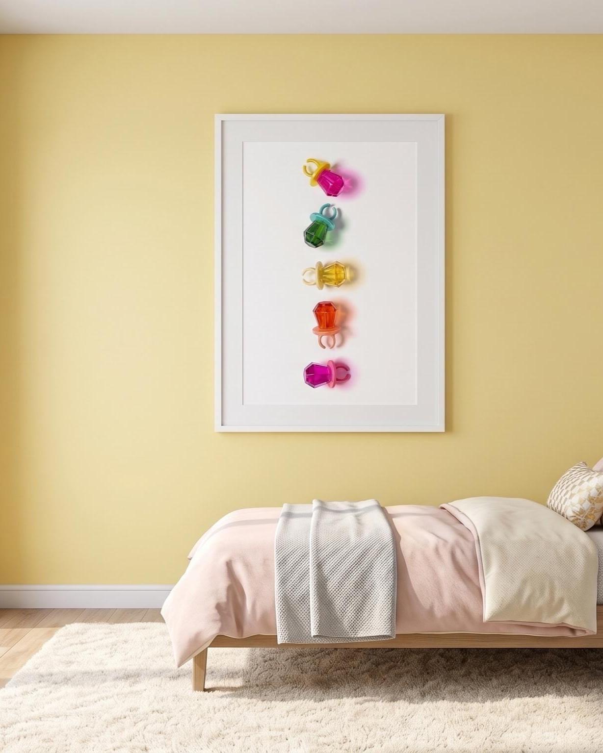 Retro Candy Ring Pop Art Print | Bright Neon Teen Girl Room Decor | Unframed Square Poster