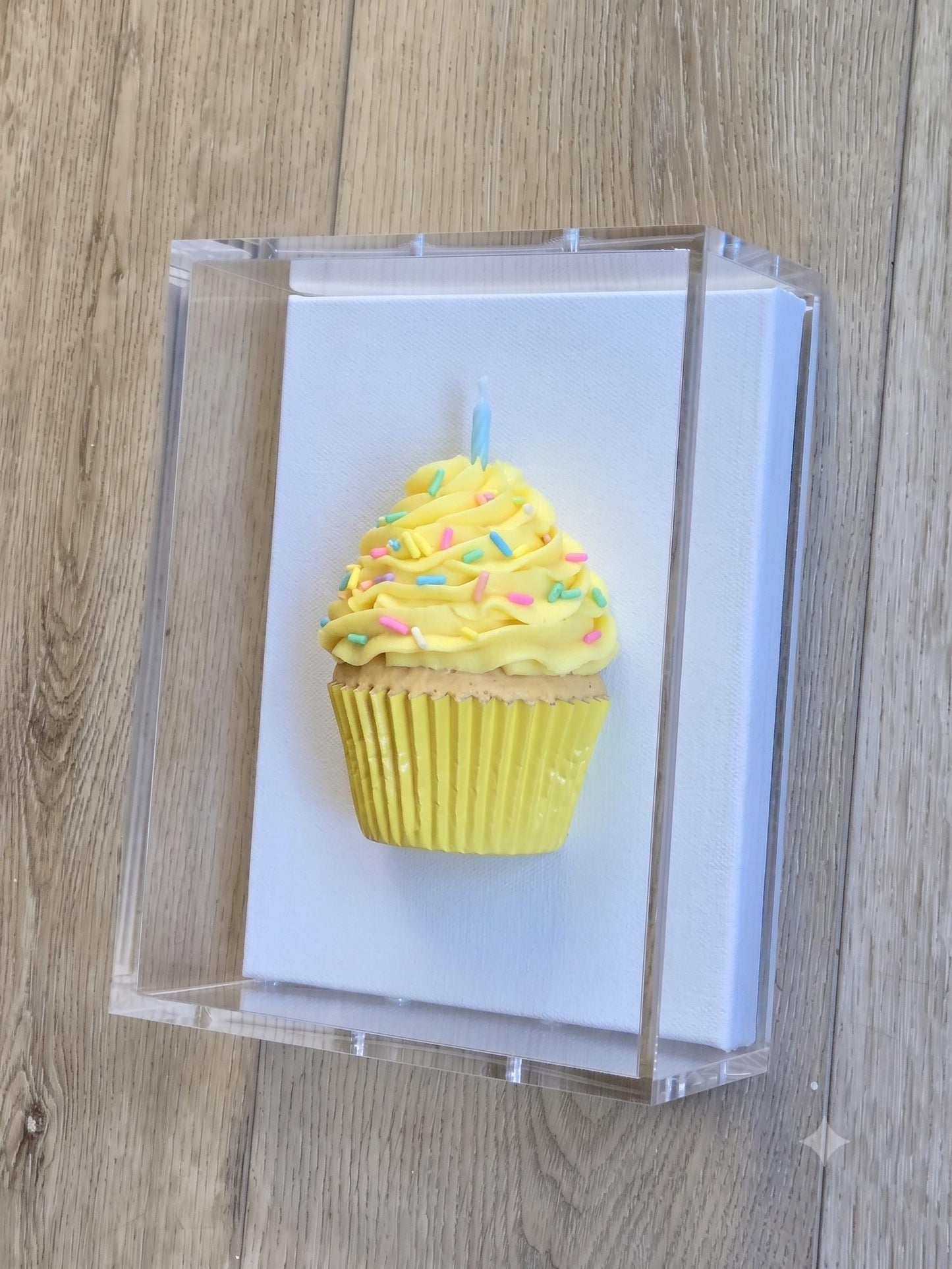 3D Cupcake Resin Wall Art in Clear Acrylic Shadow Box – Pop Art Dessert Sculpture, Custom Candy Kitchen Decor, Unique Birthday Gift for Her