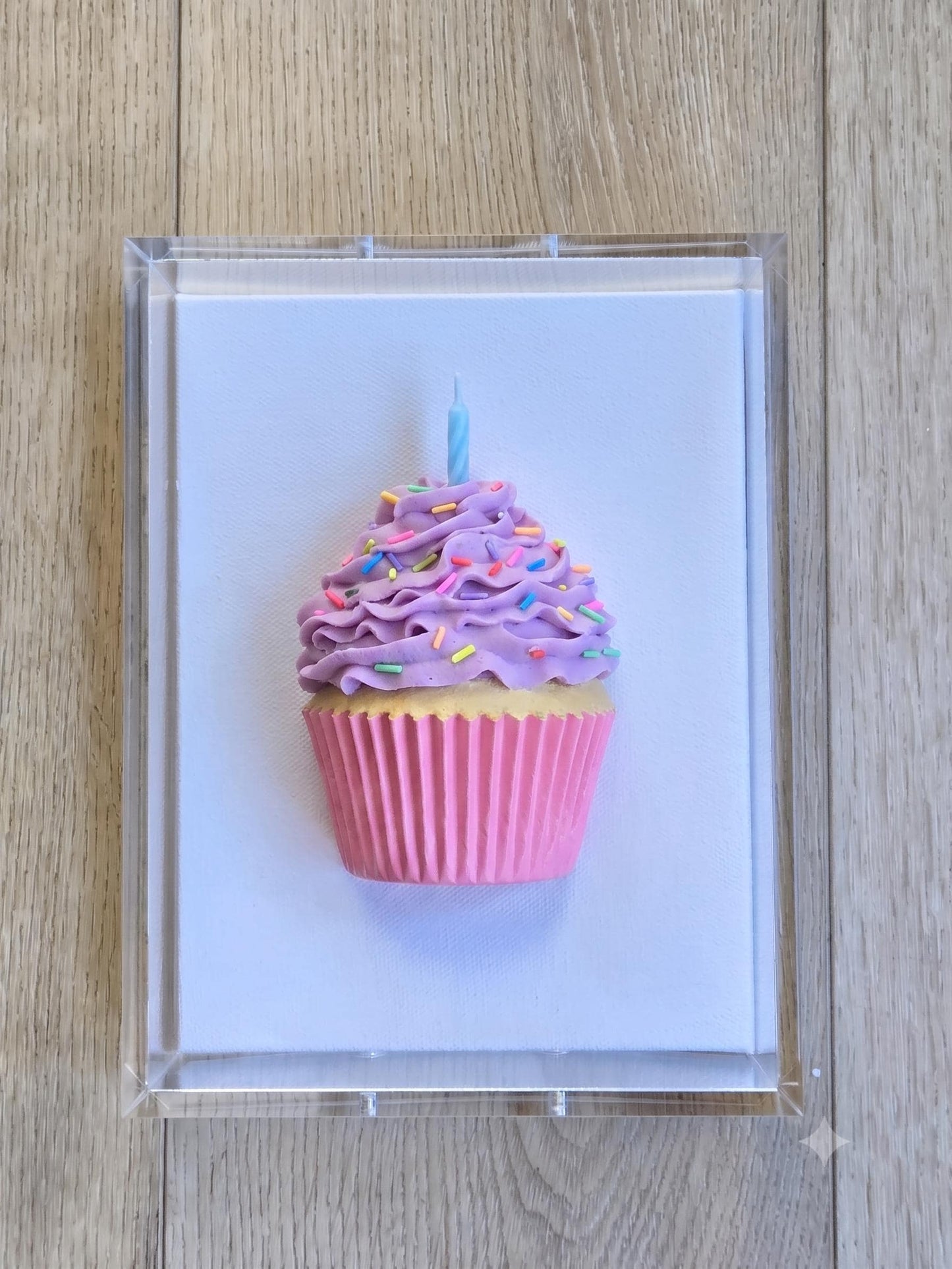 3D Cupcake Resin Wall Art in Clear Acrylic Shadow Box – Pop Art Dessert Sculpture, Custom Candy Kitchen Decor, Unique Birthday Gift for Her
