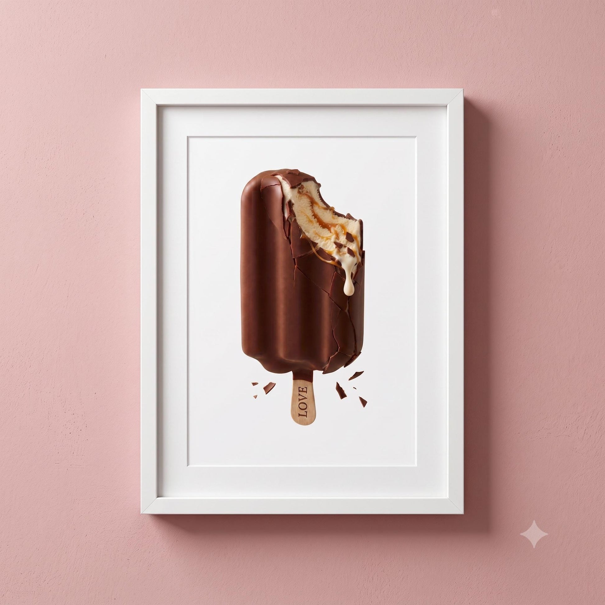 Food Wall Art Print - Chocolate Ice Cream with LOVE Stick - Contemporary Pop Art for Playroom, Nursery or Teen Room
