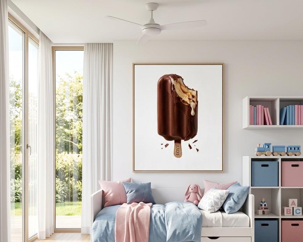 Food Wall Art Print - Chocolate Ice Cream with Tiny Chef - Contemporary Pop Art for Playroom, Nursery or Teen Room