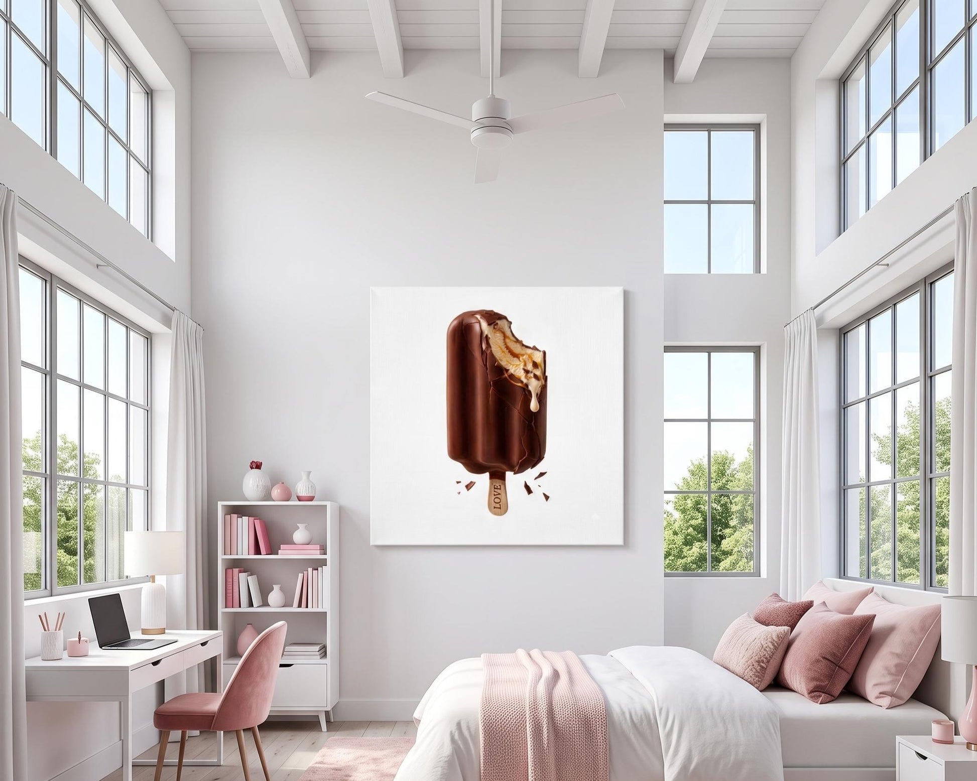 Food Wall Art Print - Chocolate Ice Cream with Tiny Chef - Contemporary Pop Art for Playroom, Nursery or Teen Room