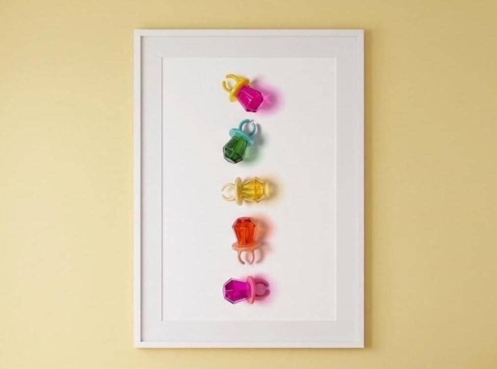 Retro Candy Ring Pop Art Print | Bright Neon Teen Girl Room Decor | Unframed Square Poster