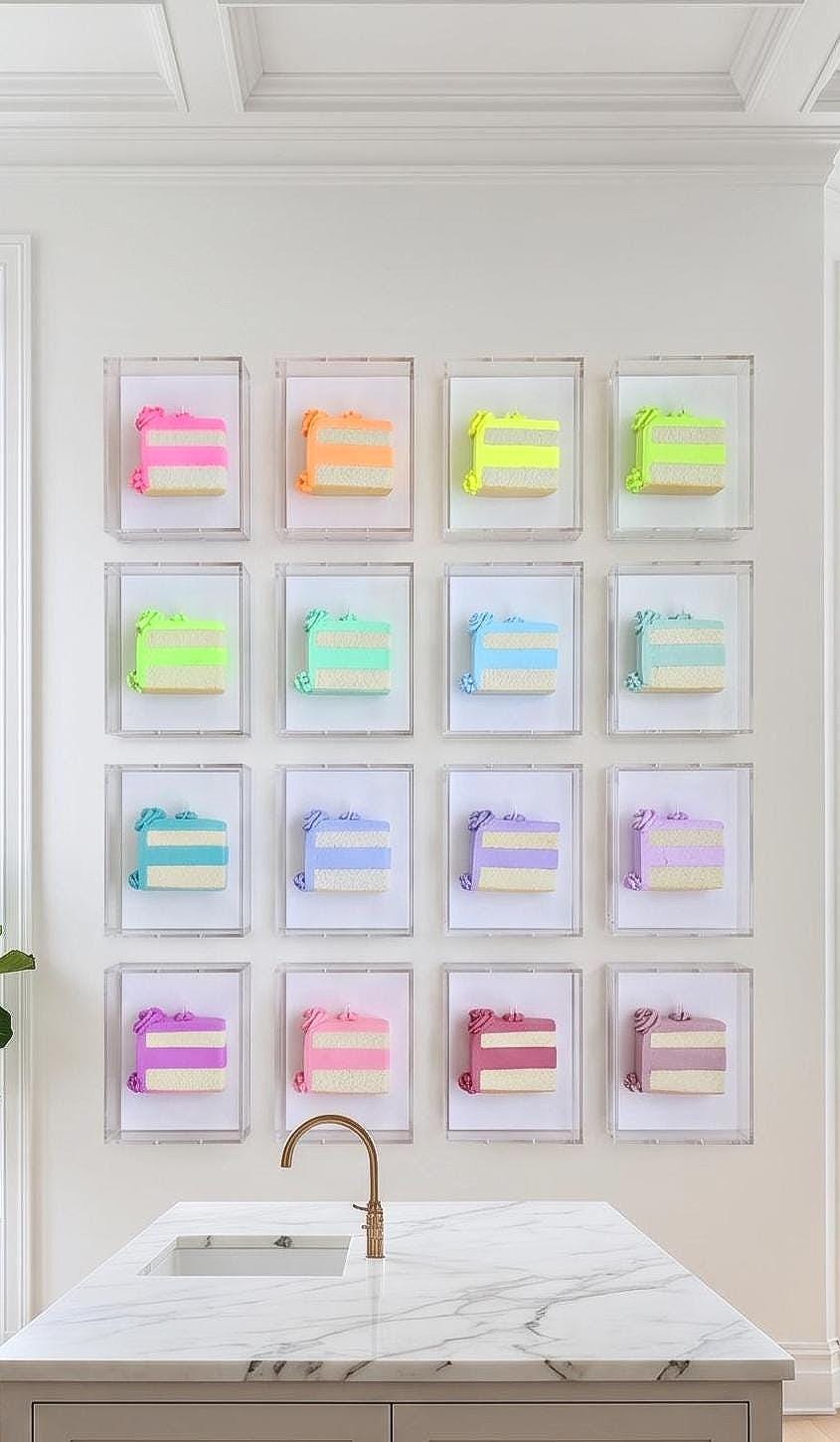 3D Cake Slice Wall Art – Whimsical Kitchen Decor, Shadow Box Food Art