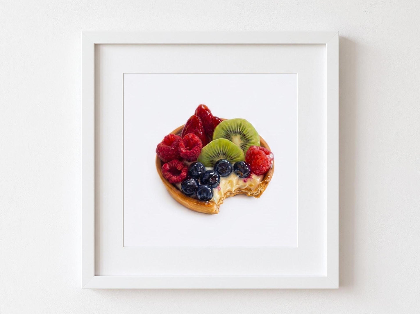 Realistic Fruit Tart Wall Art | Kitchen Decor | Sweet Dessert Food Painting Print | Illustration for Dining Room