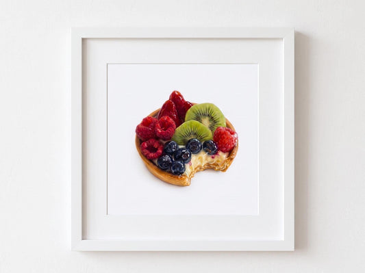 Realistic Fruit Tart Wall Art | Kitchen Decor | Sweet Dessert Food Painting Print | Illustration for Dining Room