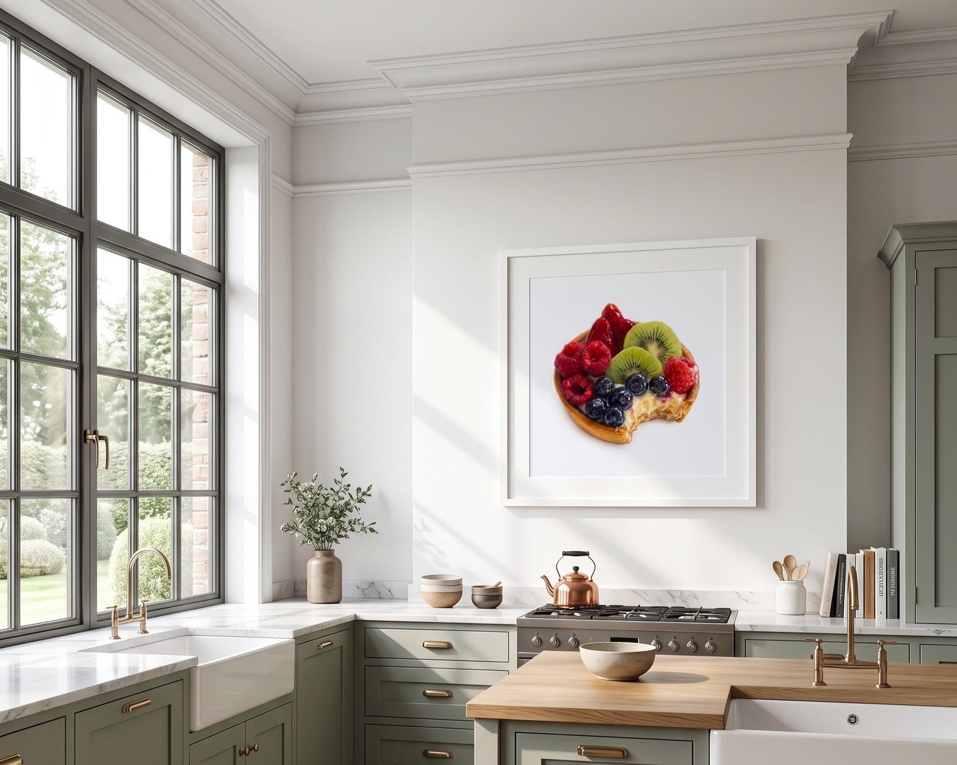 Realistic Fruit Tart Wall Art | Kitchen Decor | Sweet Dessert Food Painting Print | Illustration for Dining Room