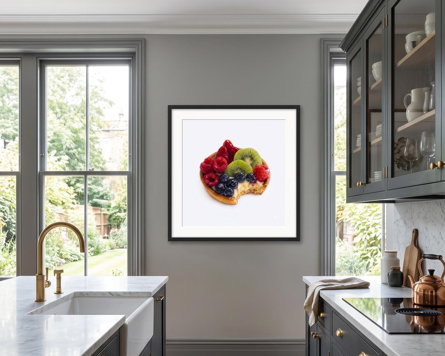 Realistic Fruit Tart Wall Art | Kitchen Decor | Sweet Dessert Food Painting Print | Illustration for Dining Room