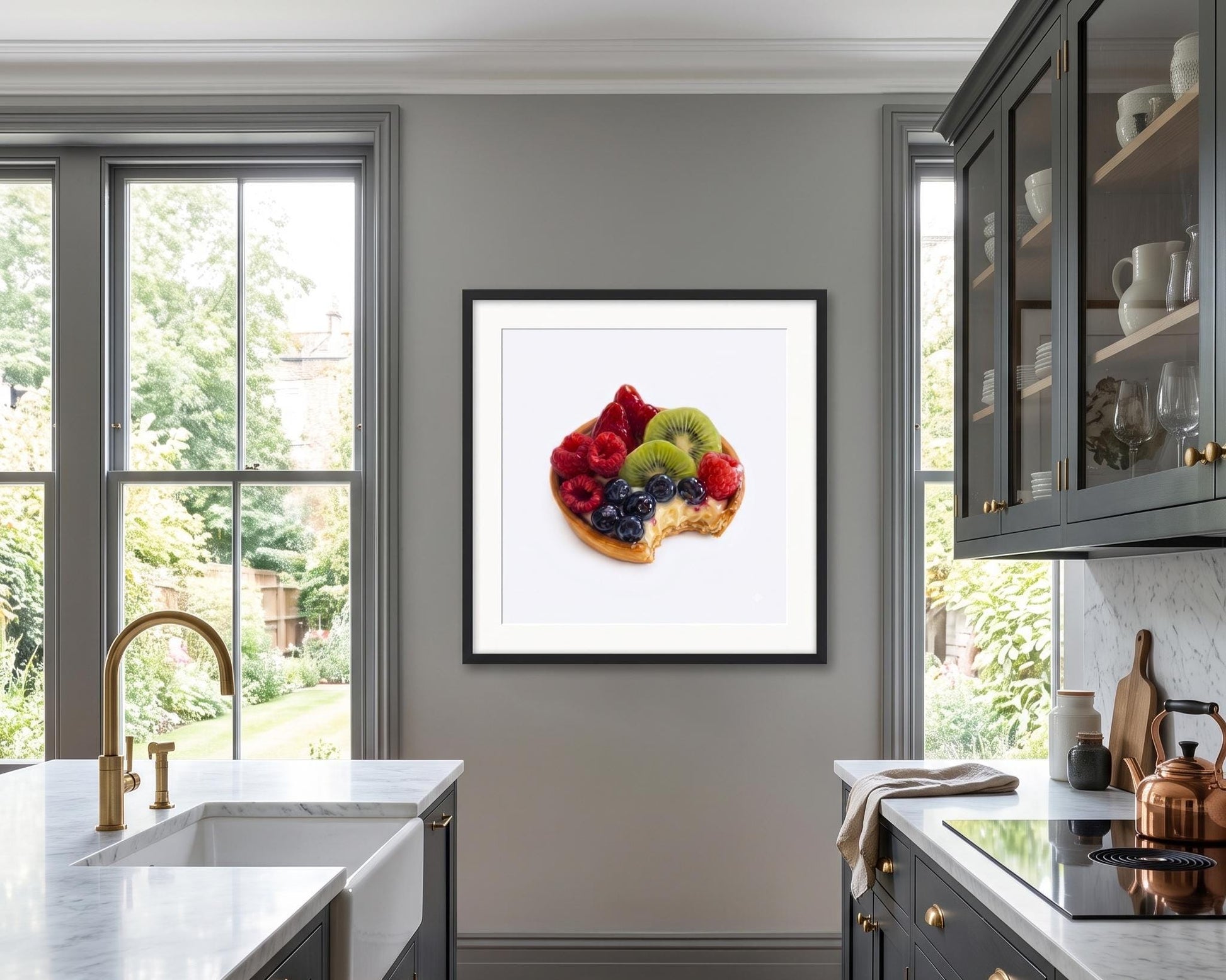 Realistic Fruit Tart Wall Art | Kitchen Decor | Sweet Dessert Food Painting Print | Illustration for Dining Room