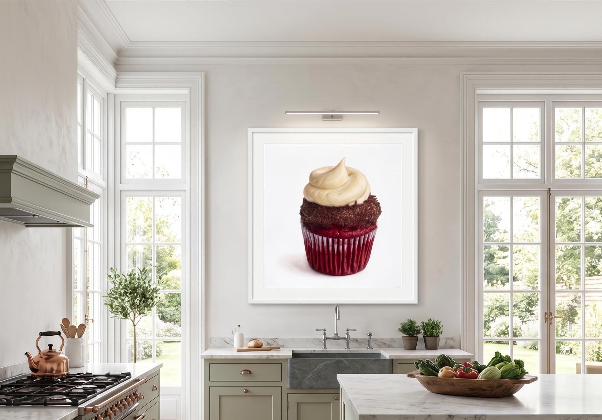 Red Velvet Cupcake Fine Art Print | Sweet Dessert Pop Art | Kitchen & Bakery Wall Decor | Realistic Food Illustration