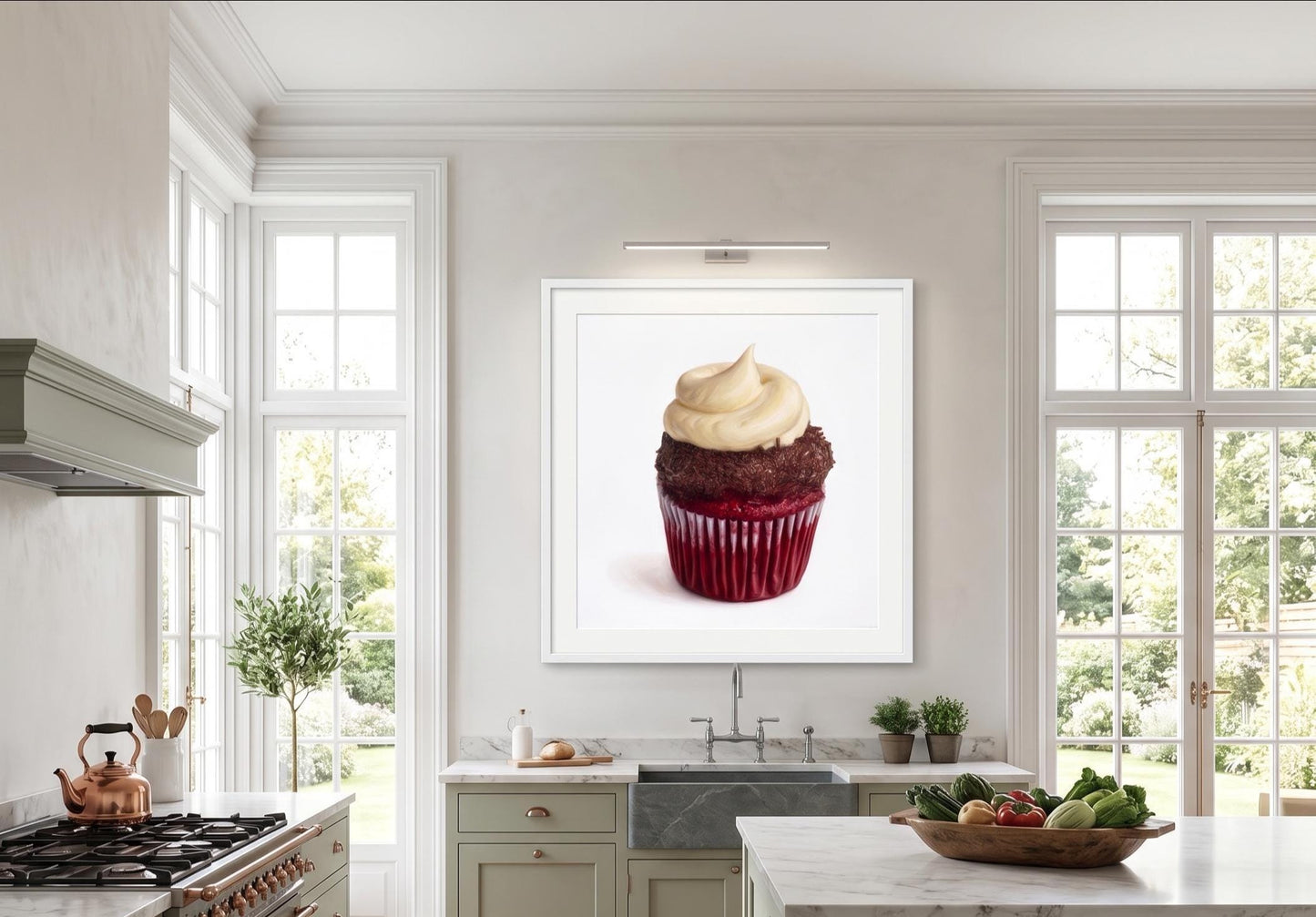 Red Velvet Cupcake Fine Art Print | Tiny Chef Pop Art | Kitchen & Bakery Wall Decor | Realistic Food Illustration