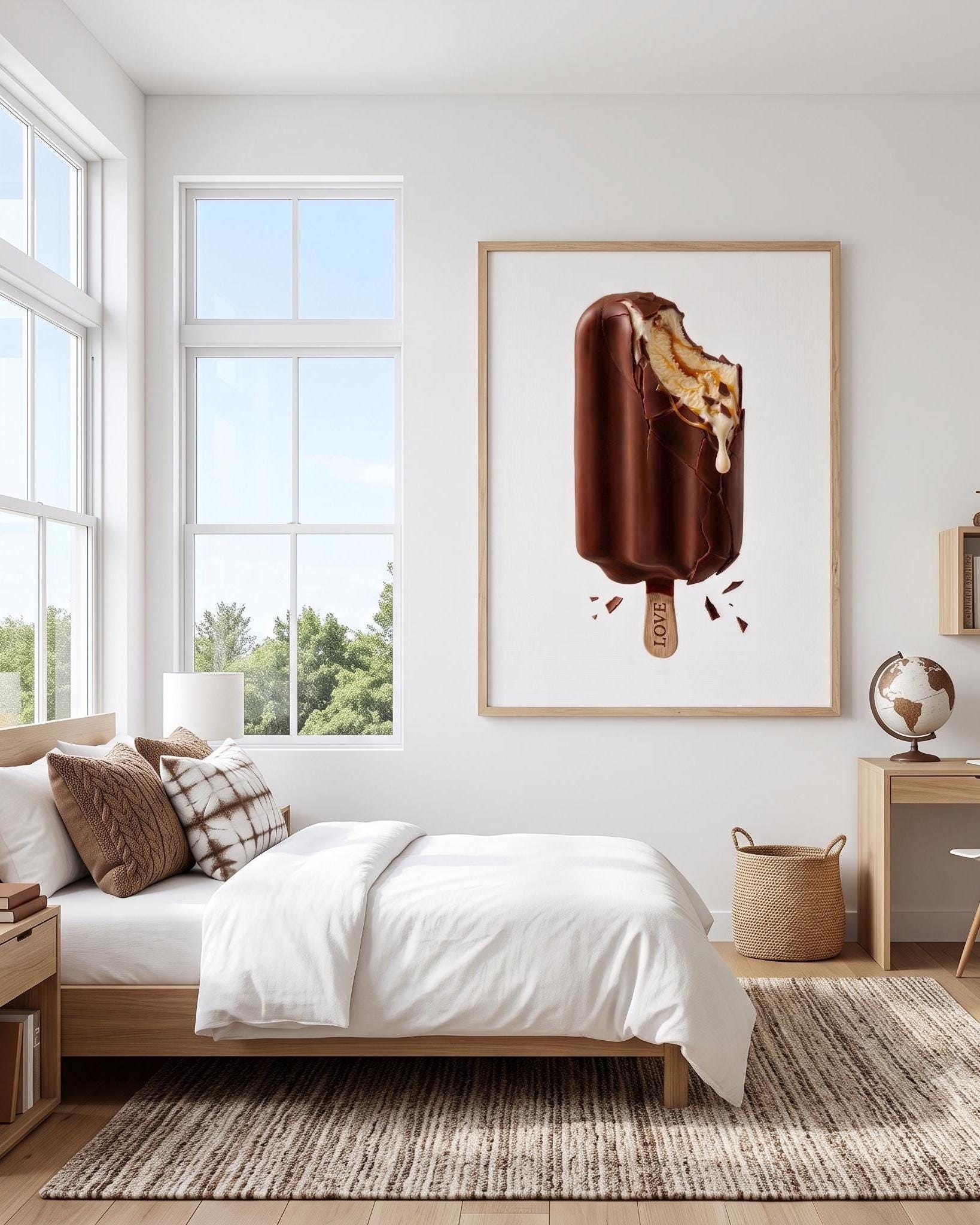 Food Wall Art Print - Chocolate Ice Cream with Tiny Chef - Contemporary Pop Art for Playroom, Nursery or Teen Room