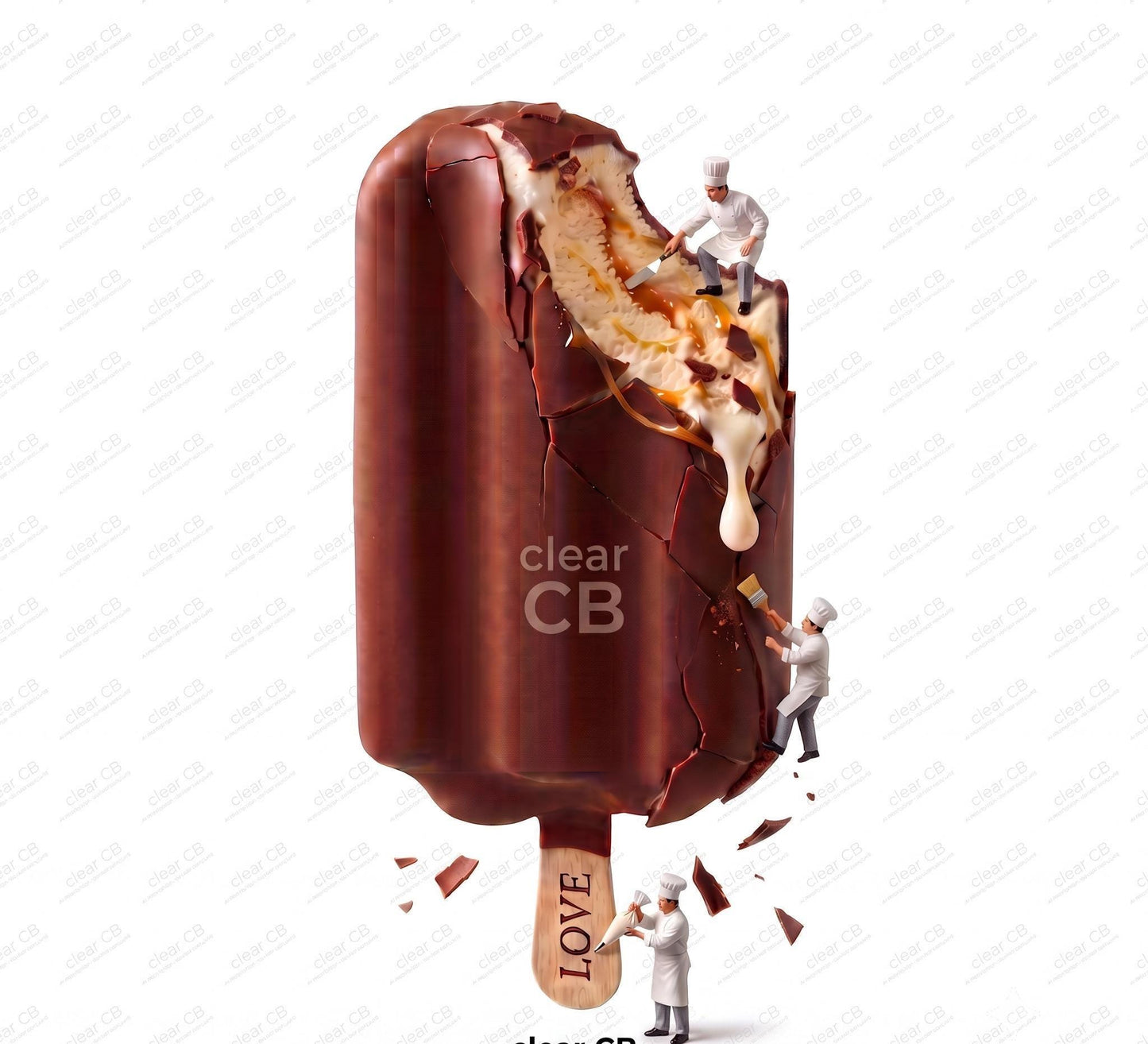 Food Wall Art Print - Chocolate Ice Cream with Tiny Chef - Contemporary Pop Art for Playroom, Nursery or Teen Room