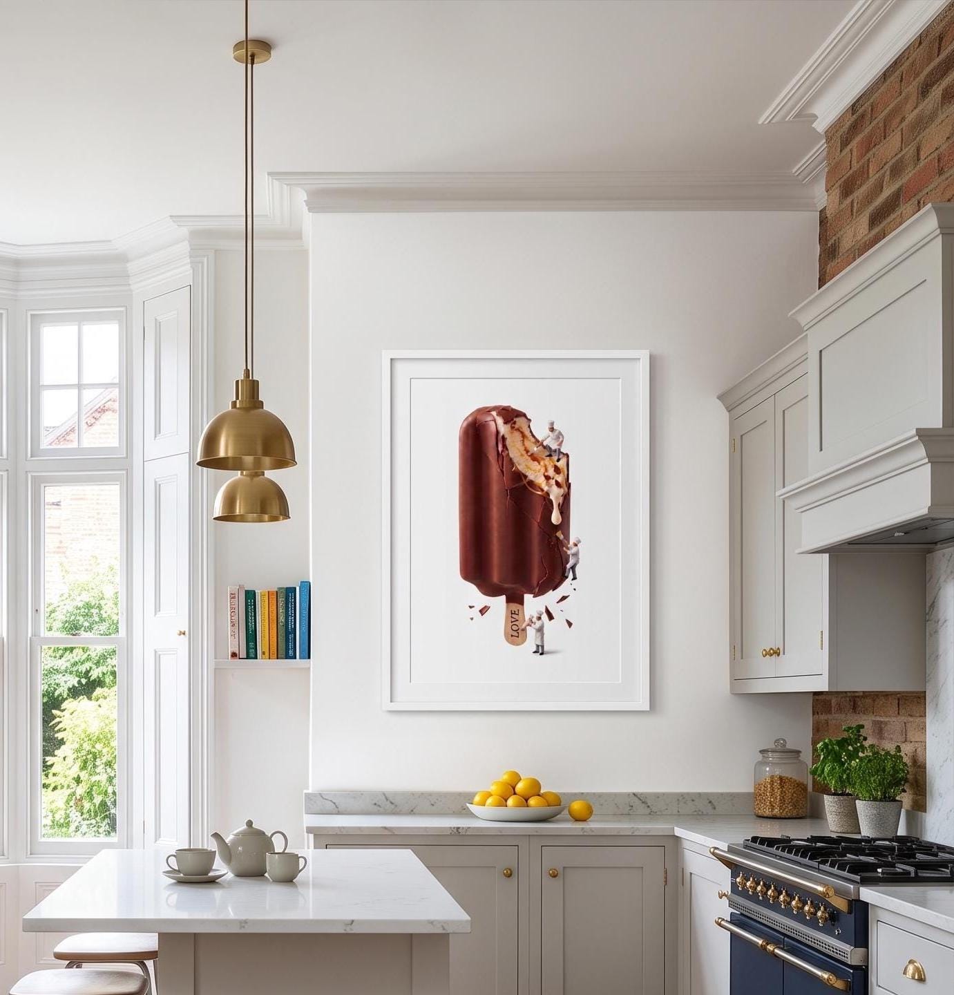 Food Wall Art Print - Chocolate Ice Cream with Tiny Chef - Contemporary Pop Art for Playroom, Nursery or Teen Room