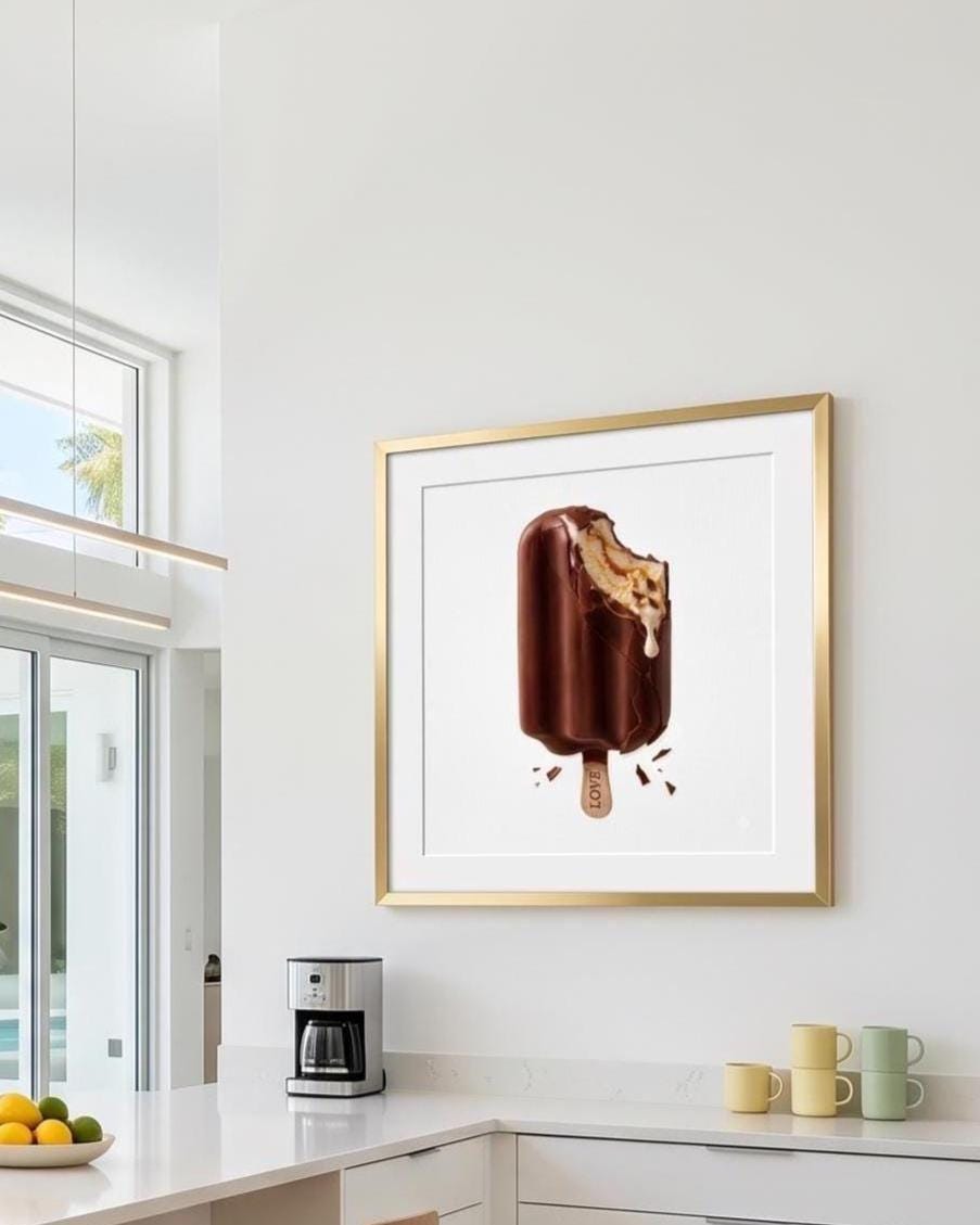 Food Wall Art Print - Chocolate Ice Cream with Tiny Chef - Contemporary Pop Art for Playroom, Nursery or Teen Room