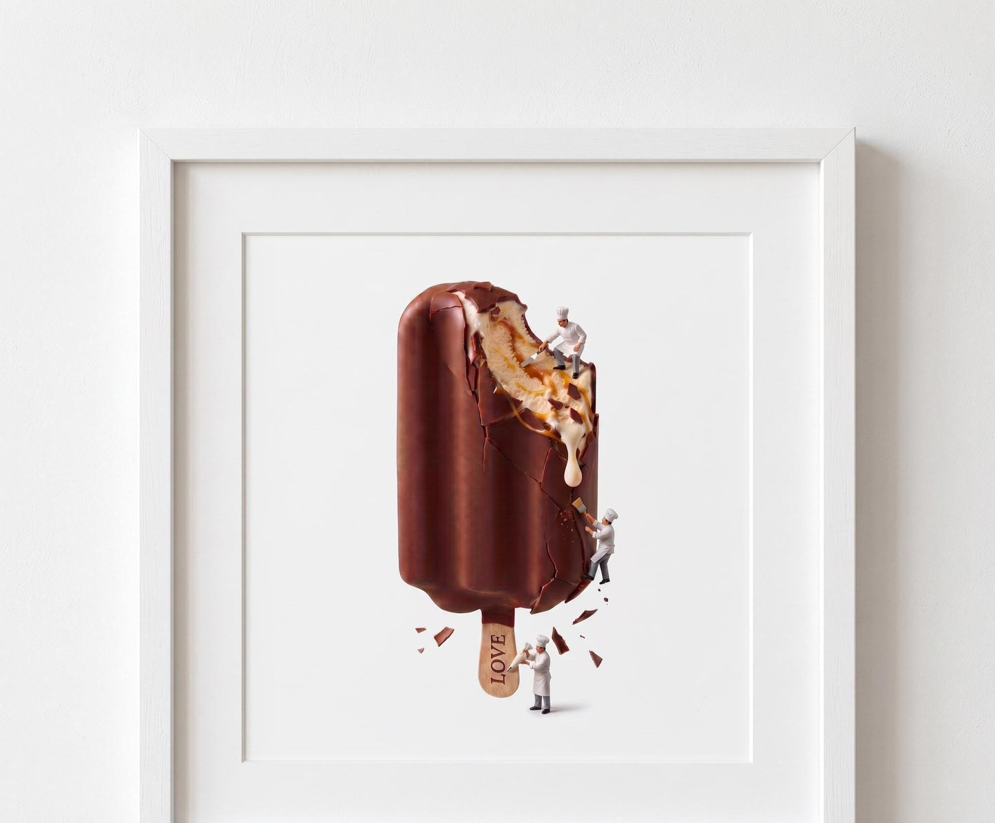 Food Wall Art Print - Chocolate Ice Cream with Tiny Chef - Contemporary Pop Art for Playroom, Nursery or Teen Room