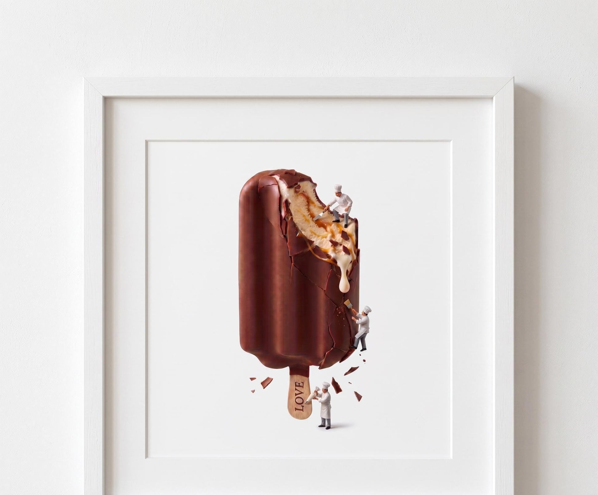 Food Wall Art Print - Chocolate Ice Cream with Tiny Chef - Contemporary Pop Art for Playroom, Nursery or Teen Room