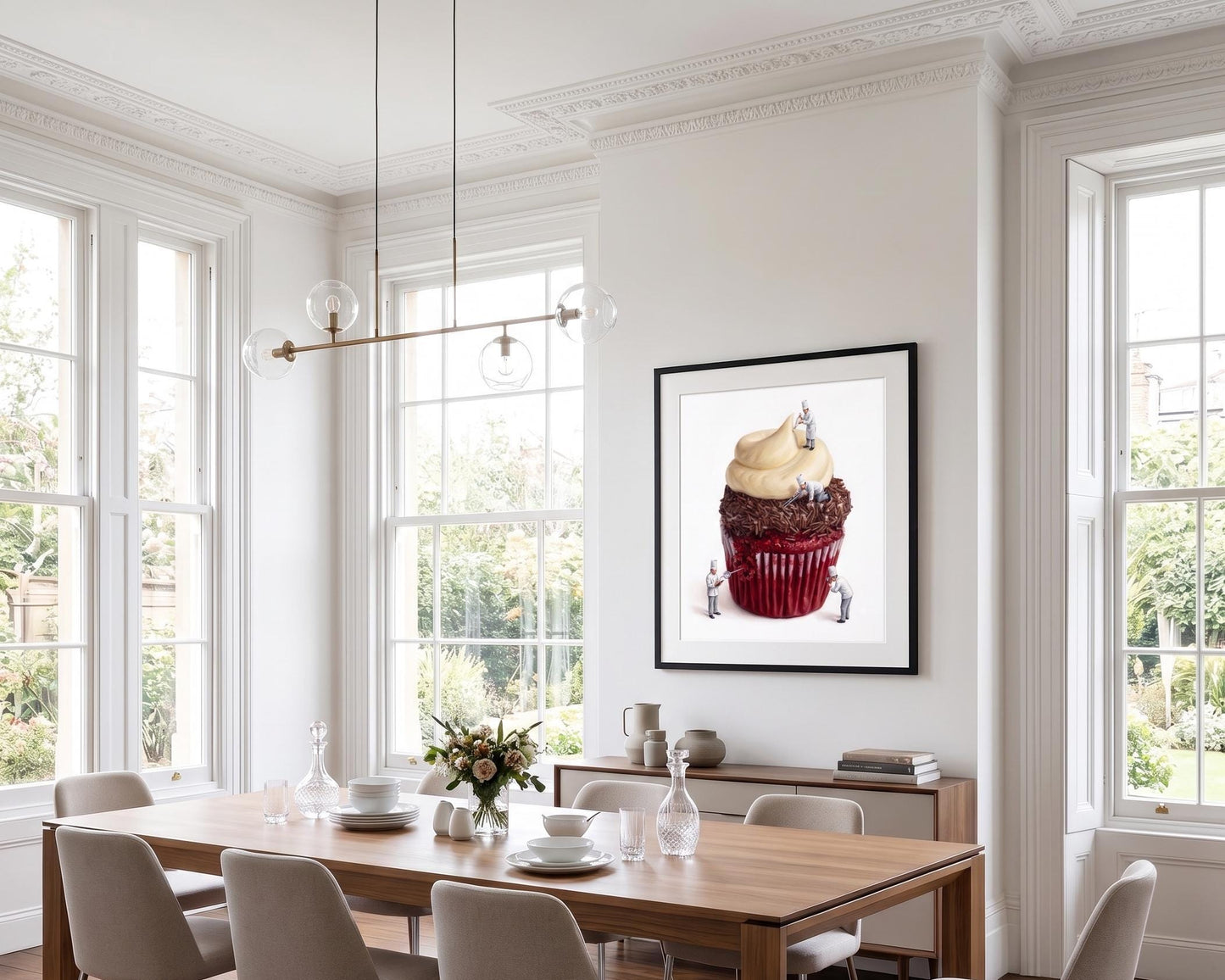Red Velvet Cupcake Fine Art Print | Tiny Chef Pop Art | Kitchen & Bakery Wall Decor | Realistic Food Illustration