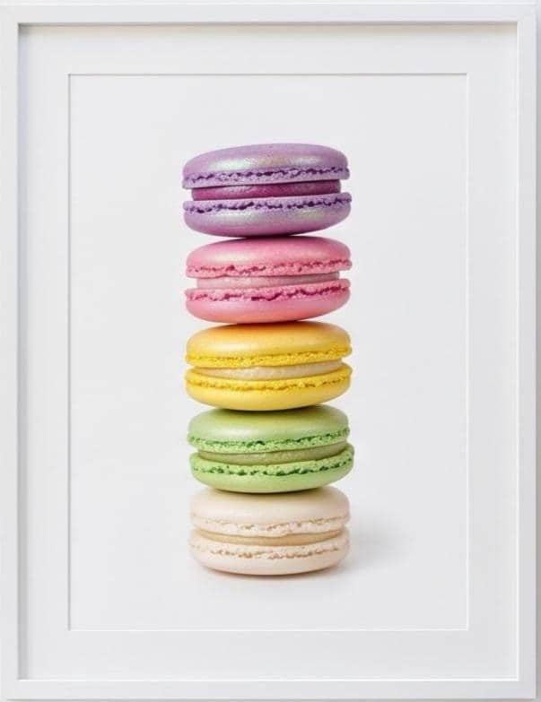Colorful Macaron Stack Art Print, Bright French Dessert Wall Decor, Tiny Chef Fine Art