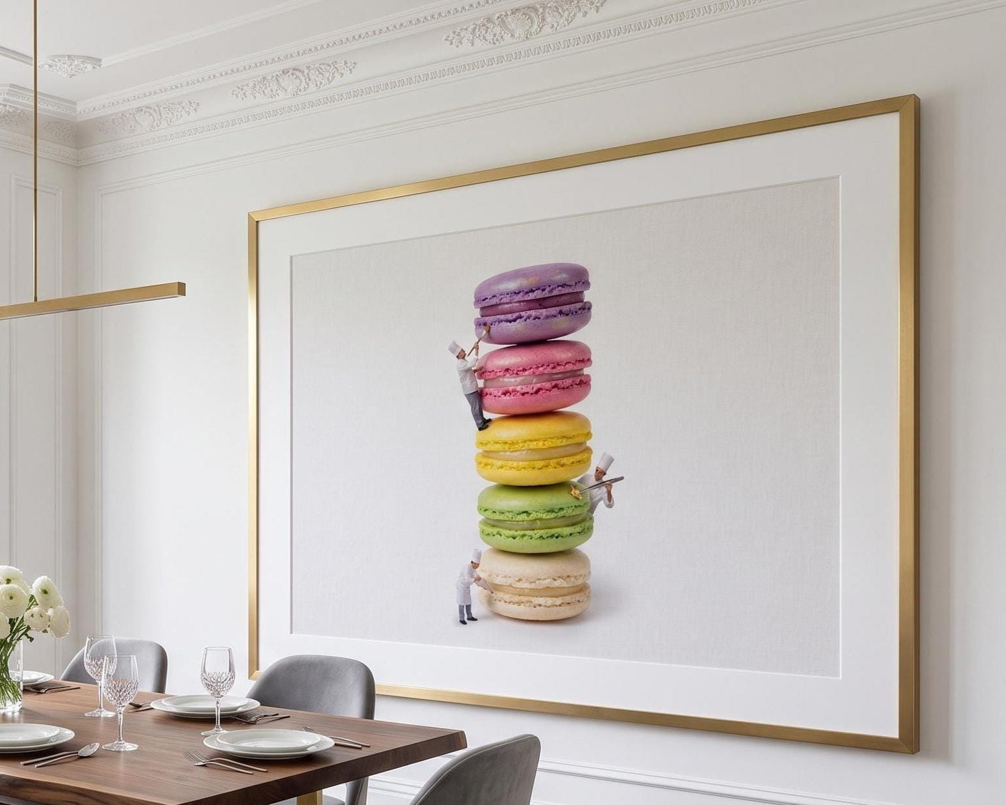 Colorful Macaron Stack Art Print, Bright French Dessert Wall Decor, Tiny Chef Fine Art