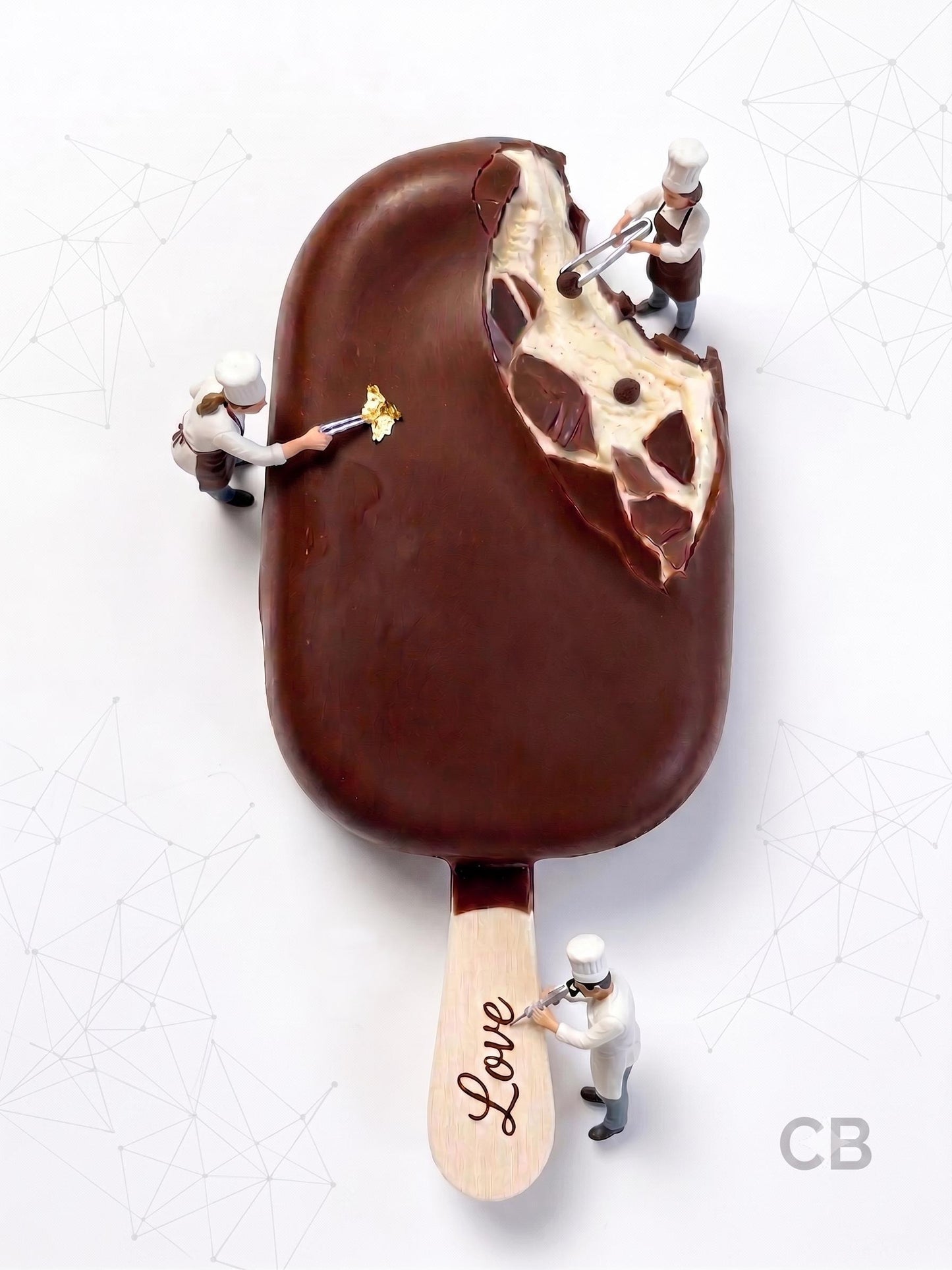 Whimsical Chocolate Popsicle Fine Art Print | Miniature Chef Pop Art Wall Decor | Surreal Sweet Treat Food Art