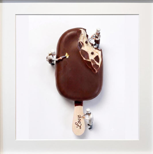 Whimsical Chocolate Popsicle Fine Art Print | Miniature Chef Pop Art Wall Decor | Surreal Sweet Treat Food Art