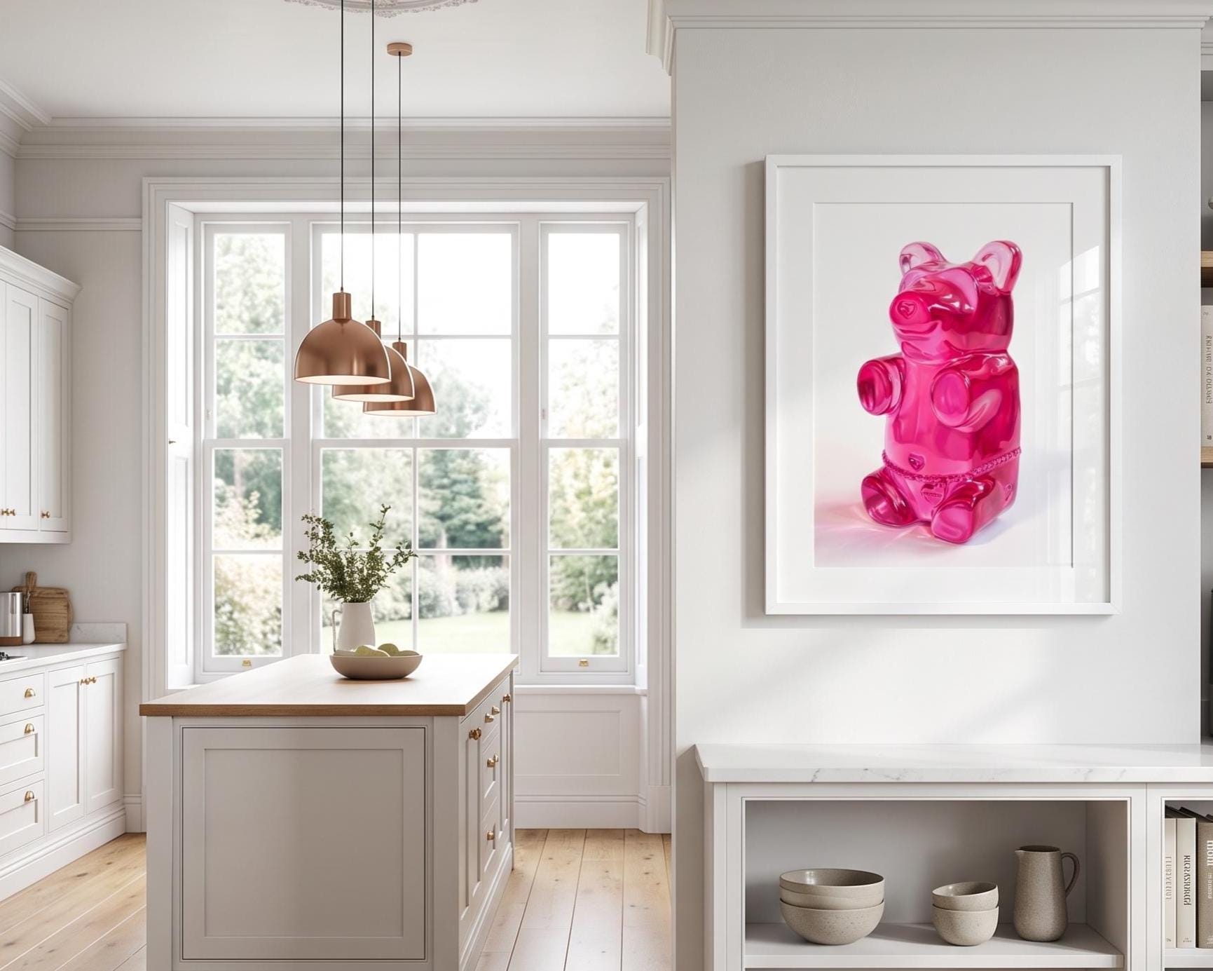 Gummy Bear Pop Art Print | Contemporary Candy Wall Decor | Miniature Chef Wall Decor | Fine Art Print | Colorful Hip Aesthetic Room Art