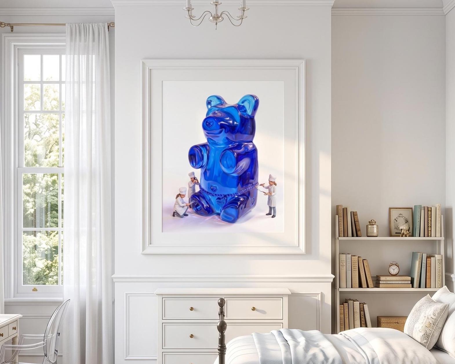 Gummy Bear Pop Art Print | Contemporary Candy Wall Decor | Miniature Chef Wall Decor | Fine Art Print | Colorful Hip Aesthetic Room Art