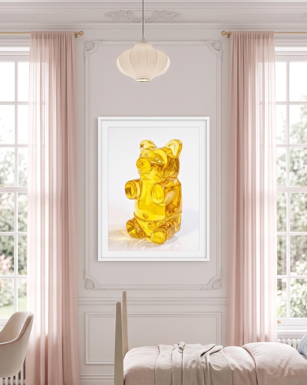 Gummy Bear Pop Art Print | Contemporary Candy Wall Decor | Miniature Chef Wall Decor | Fine Art Print | Colorful Hip Aesthetic Room Art