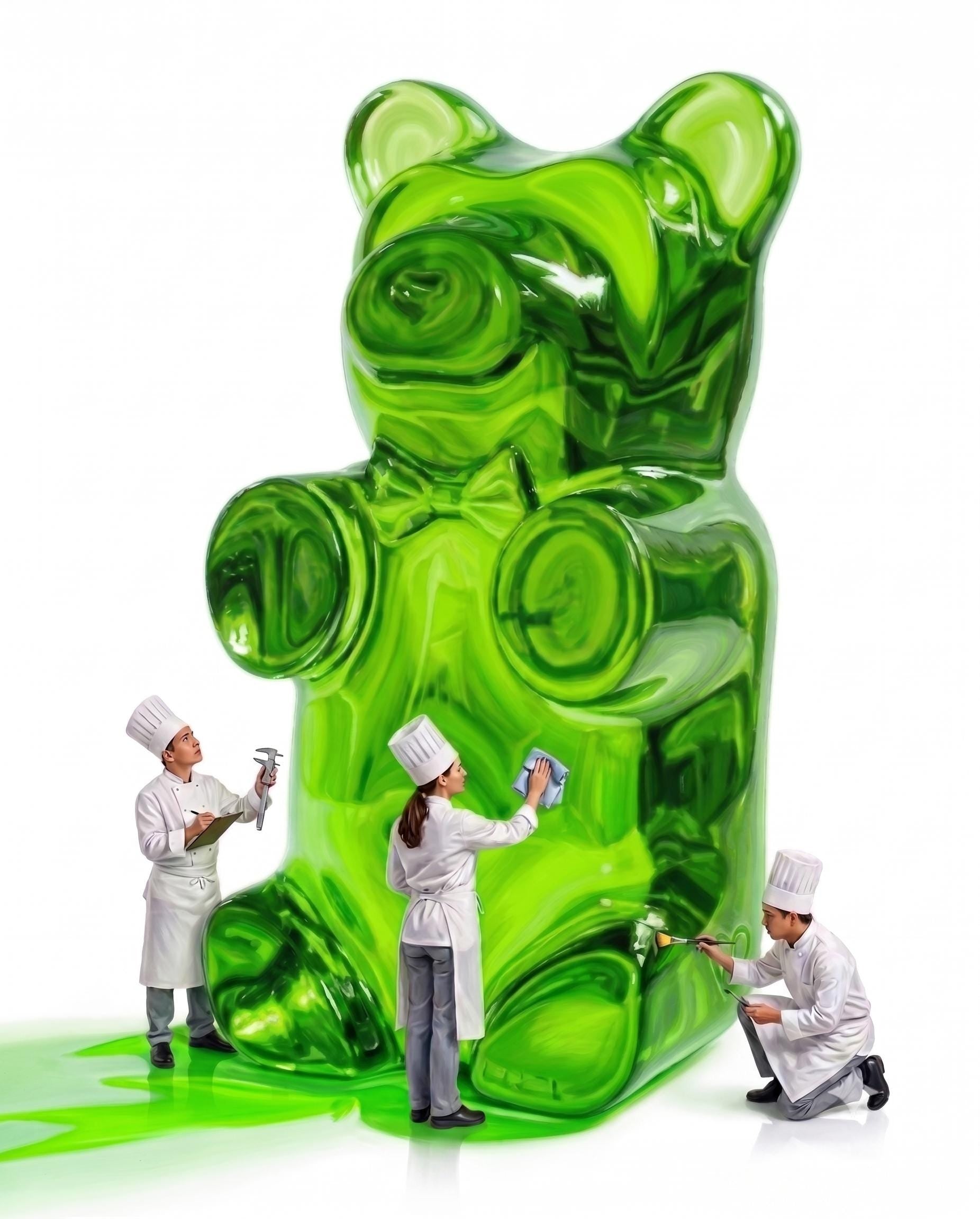 Gummy Bear Fine Art Print | Bright Candy Pop Art Wall Decor | Modern Kitchen Decor | Whimsical Miniature Chef Wall Art