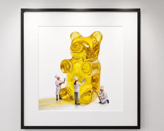 Gummy Bear Fine Art Print | Bright Candy Pop Art Wall Decor | Modern Kitchen Decor | Whimsical Miniature Chef Wall Art