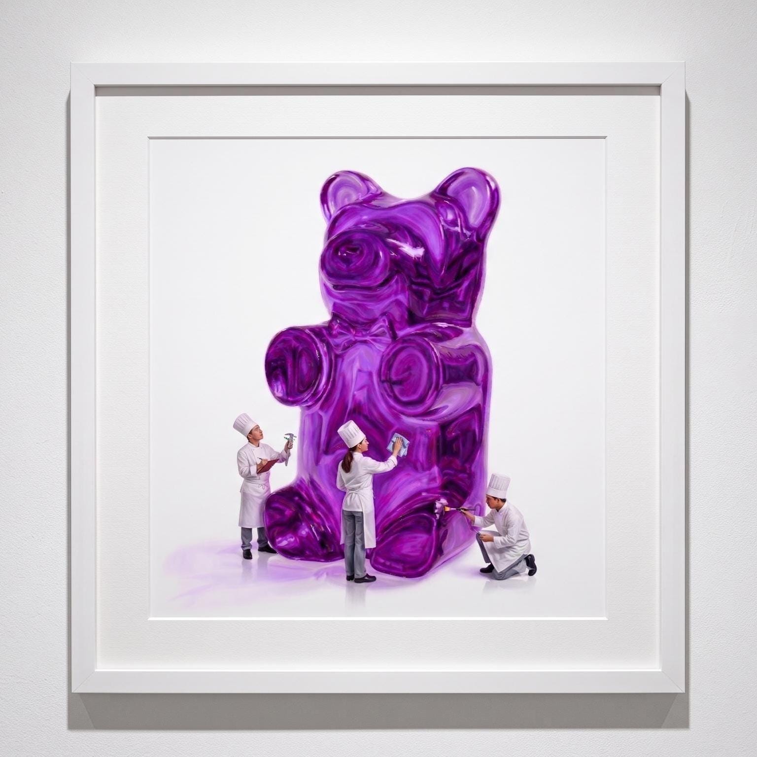 Gummy Bear Fine Art Print | Bright Candy Pop Art Wall Decor | Modern Kitchen Decor | Whimsical Miniature Chef Wall Art