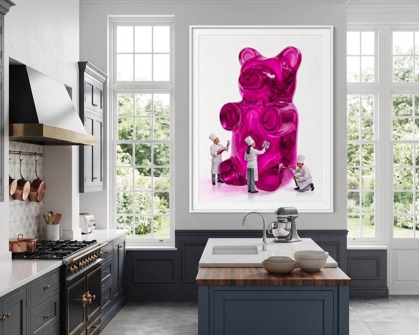 Gummy Bear Fine Art Print | Bright Candy Pop Art Wall Decor | Modern Kitchen Decor | Whimsical Miniature Chef Wall Art