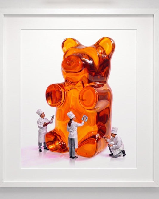 Gummy Bear Fine Art Print | Bright Candy Pop Art Wall Decor | Modern Kitchen Decor | Whimsical Miniature Chef Wall Art