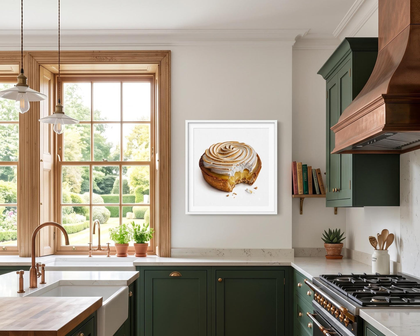 Lemon Meringue Tart Art Print | Realistic Dessert Oil Painting Style | Kitchen Wall Decor | Bakery Poster | Foodie Gift